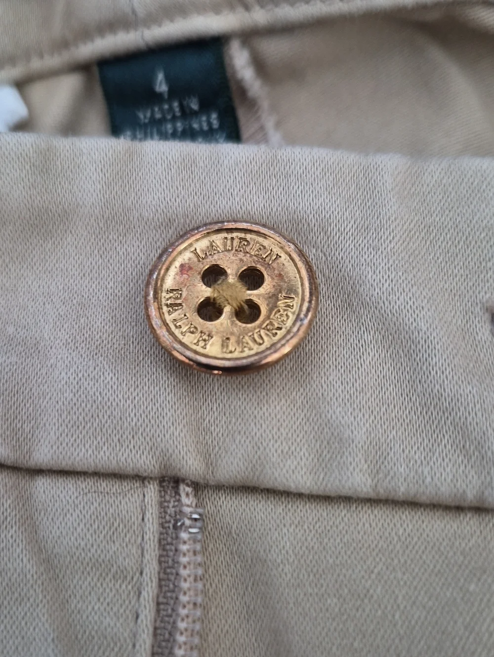 Ralph Lauren Pant Womens 4 Stretch Chino Tan Straight Leg Classic Career Uniform